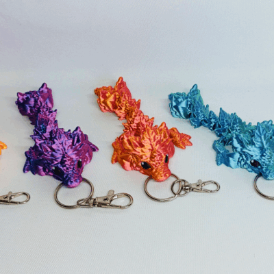 Whimsical Autumn Dragon Keyring 🐉🍂 – Articulated & Colourful Companion!