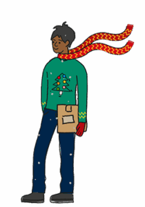 Man holding christmas parcel 252x360