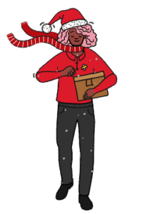 Woman postie delivering parcel 252x360